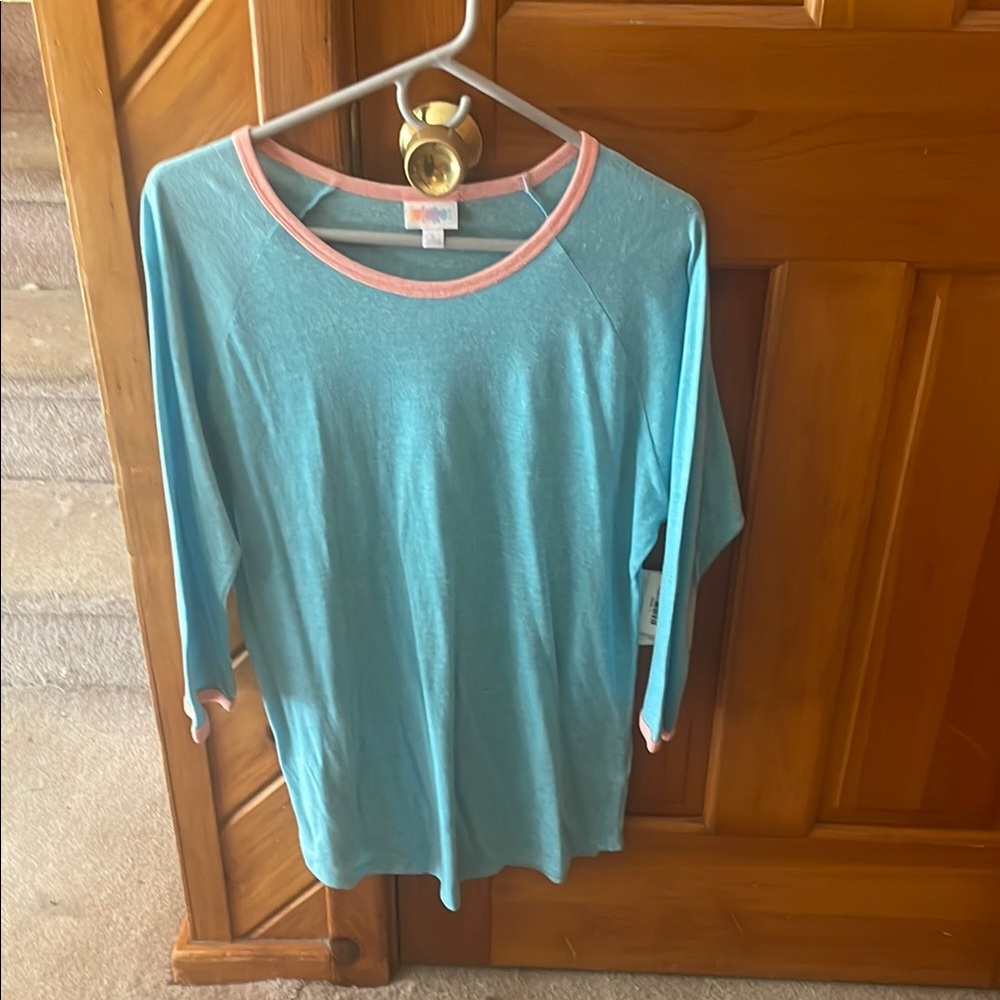 Women's Blue Top with Peach Trim